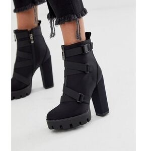 Dolls Kill Black Heeled Combat Boots